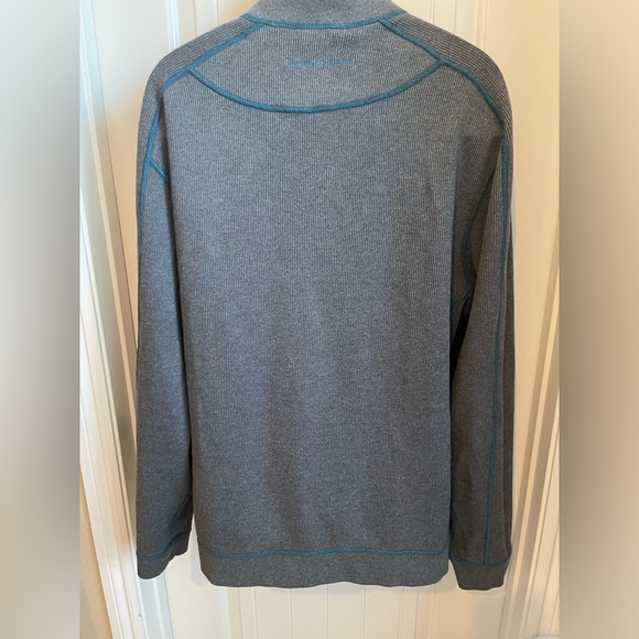 Tommy Bahama Flipshore Half-Zip Reversible Sweatshirt Teal/Grey Color Combo, XL - Picture 8 of 12